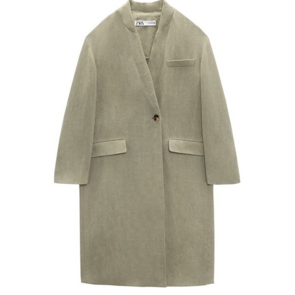 Zara Jackets & Blazers - Zara Women's Linen Oversized Blazer Coat In Sage Green Size S Jacket